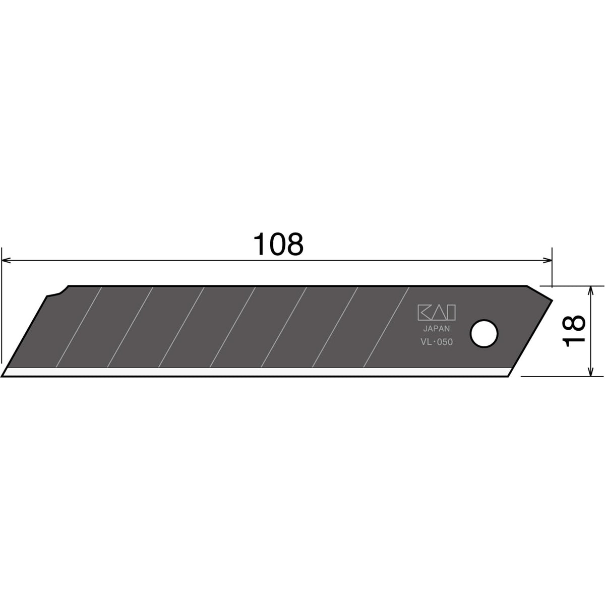 KAI 18mm Snap-off Utility Knife Blades, 20-Pack, VL-20, High Carbon Steel, For Wallpaper, Crafts, Drywall, and More, MADE IN JAPAN