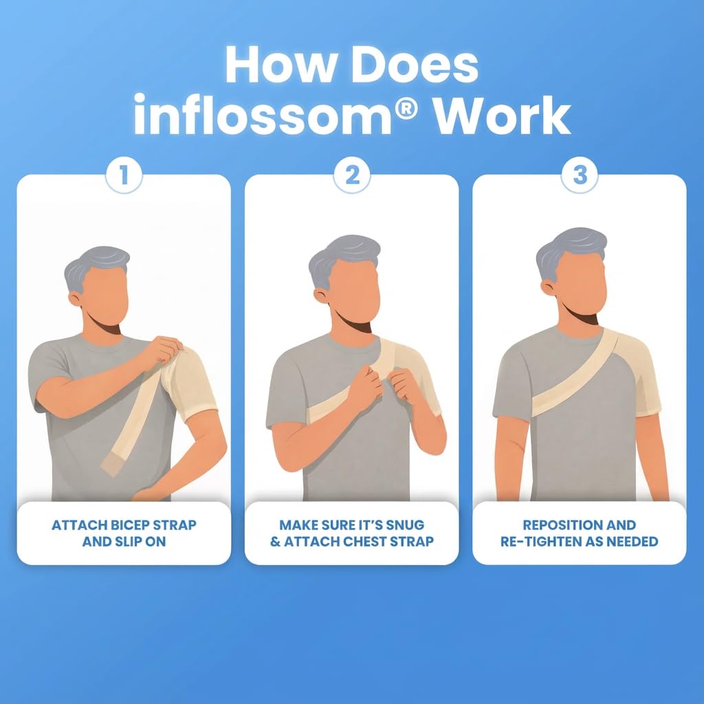 inflossom Shoulder Brace for Men & Women – Shoulder Compression Sleeve for Rotator Cuff Injuries, Frozen Shoulder & Tendonitis – Breathable Shoulder Support for Sports & Recovery – Fits Left or Right Arm (160-200 lbs)