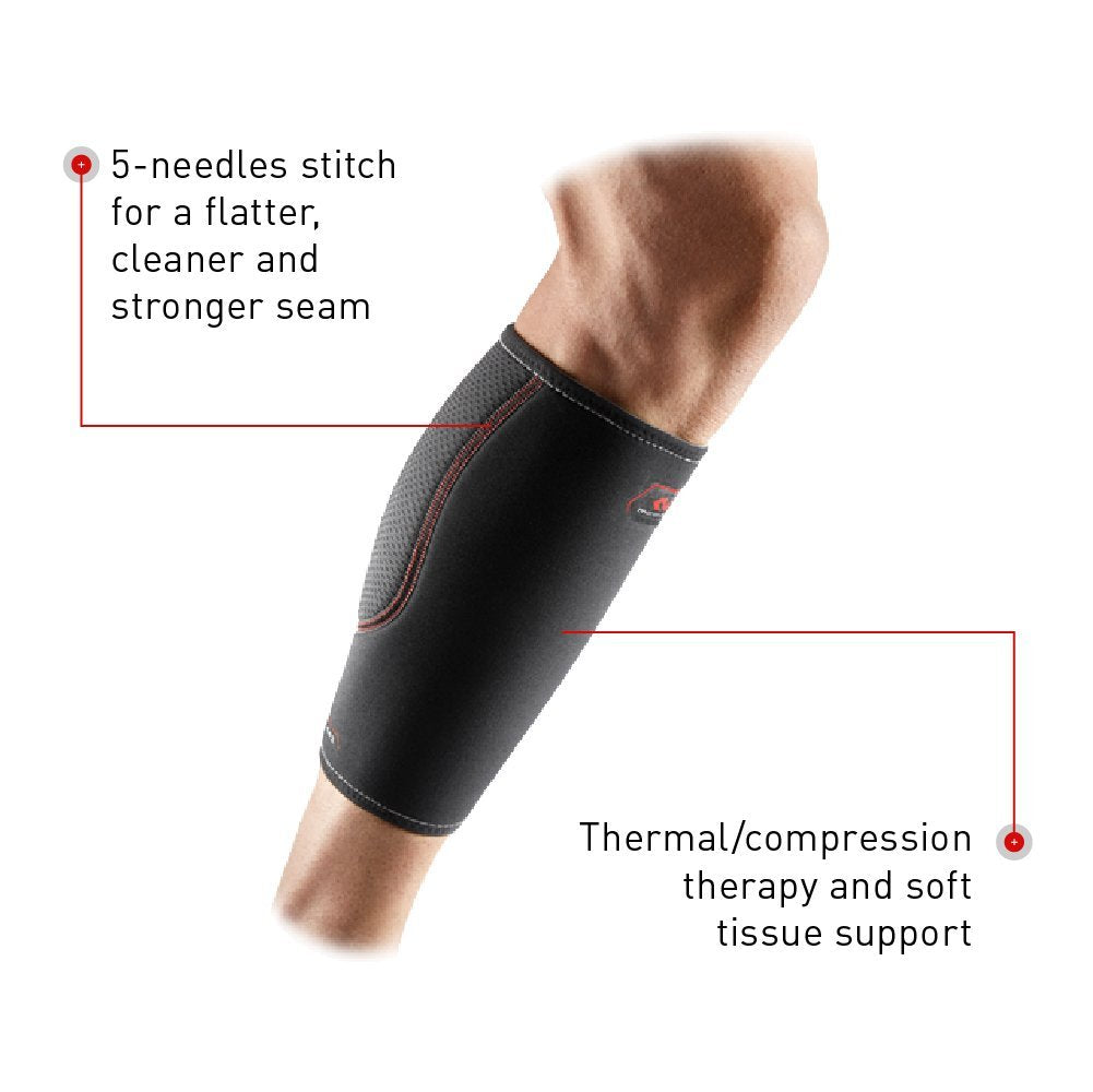 McDavid Calf Compression Sleeve, Light Support for Left or Right Leg, Helps Provide Relief From Pain, Men & Women, Black, Adult M