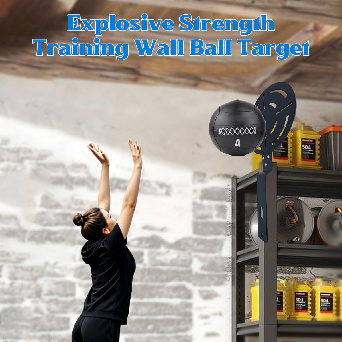 Wall Ball Target – Adjustable Rack Mountable Medicine Ball Target for Power Rack Attachments, Detachable Heavy-Duty Steel Power Rack Accessory for Home & Gym, Explosive Strength Training Equipment
