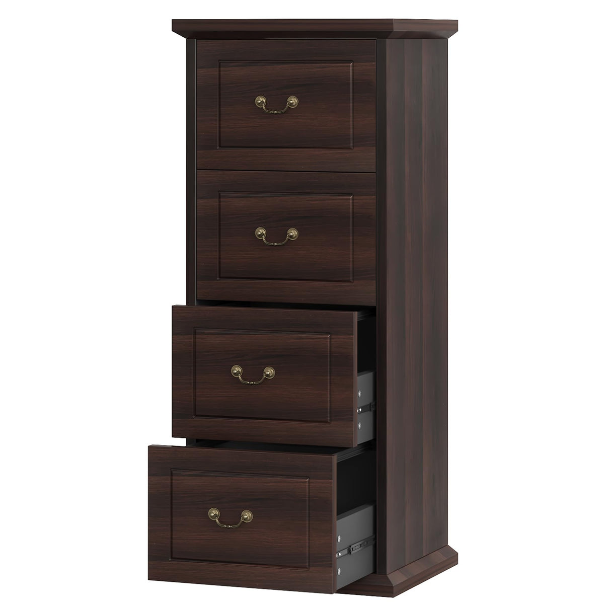 Tribesigns 4-Drawer File Filing Cabinet, Vertical File Cabinet Office Wood Filing Cabinet for A4 /Letter Size Narrow Tall File Storage for Home Office, Walnut
