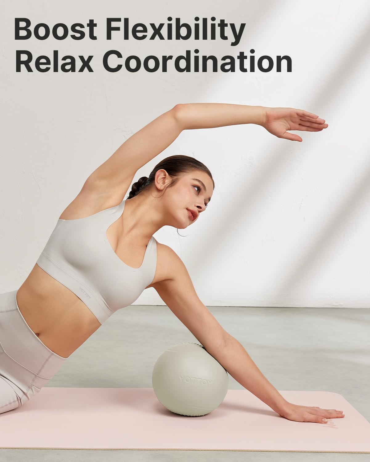 YOTTOY Small Exercise Ball,9-inch Pilates Ball with Anti-Burst Technology for Stability, Ideal for Yoga, Pilates, Physical Therapy & Home Workouts (White)