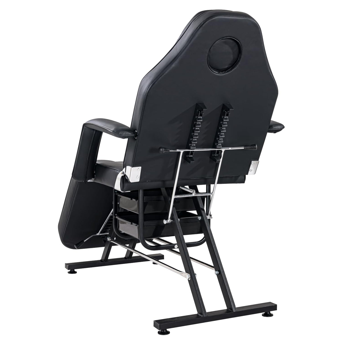 Massage Salon Tattoo Chair with Two Trays Esthetician Bed Hydraulic Stool Multi-Purpose 3-Section Facial Bed Table Adjustable Beauty Barber Spa Equipment Black