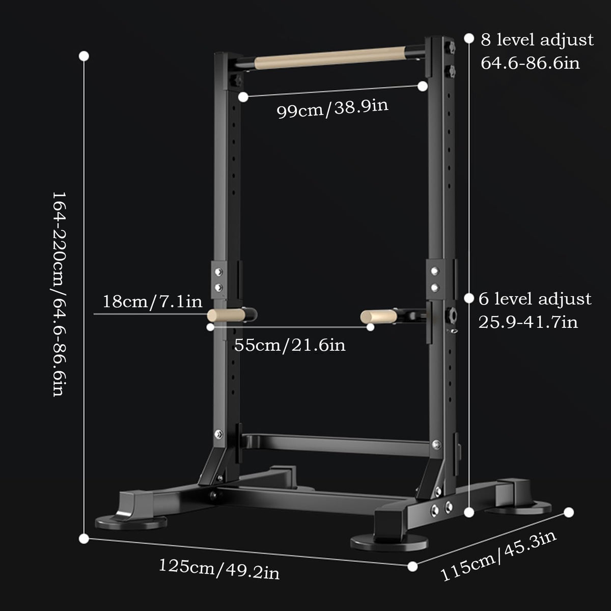 Freestanding Pull Up Bar Power Tower Multifunction Dip Station Adjustable Workout Chin Up Bar Strength Training Equipment Home Gym 1100lbs Support