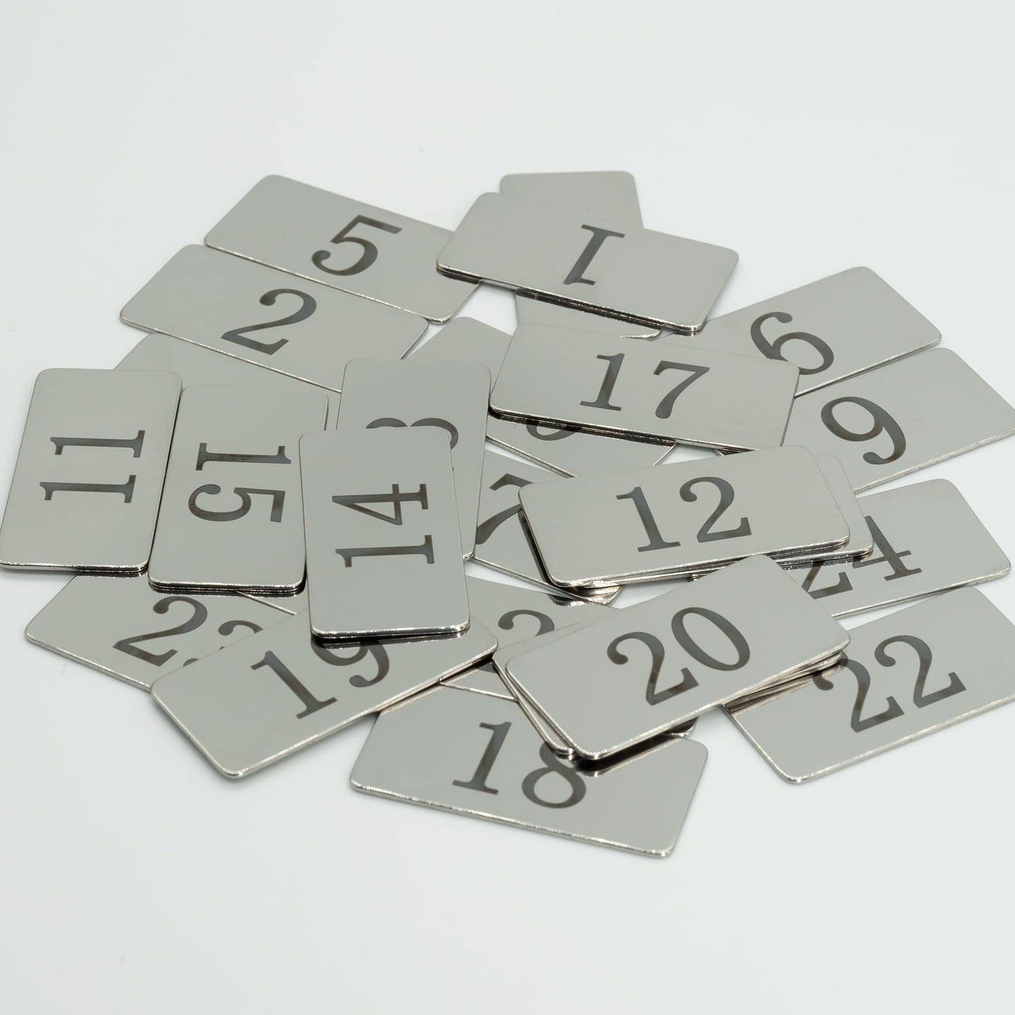 StayMax Rectangle Metal Numbered Tags Stainless Steel Number Tags Key Tags with No Holes (1-10)