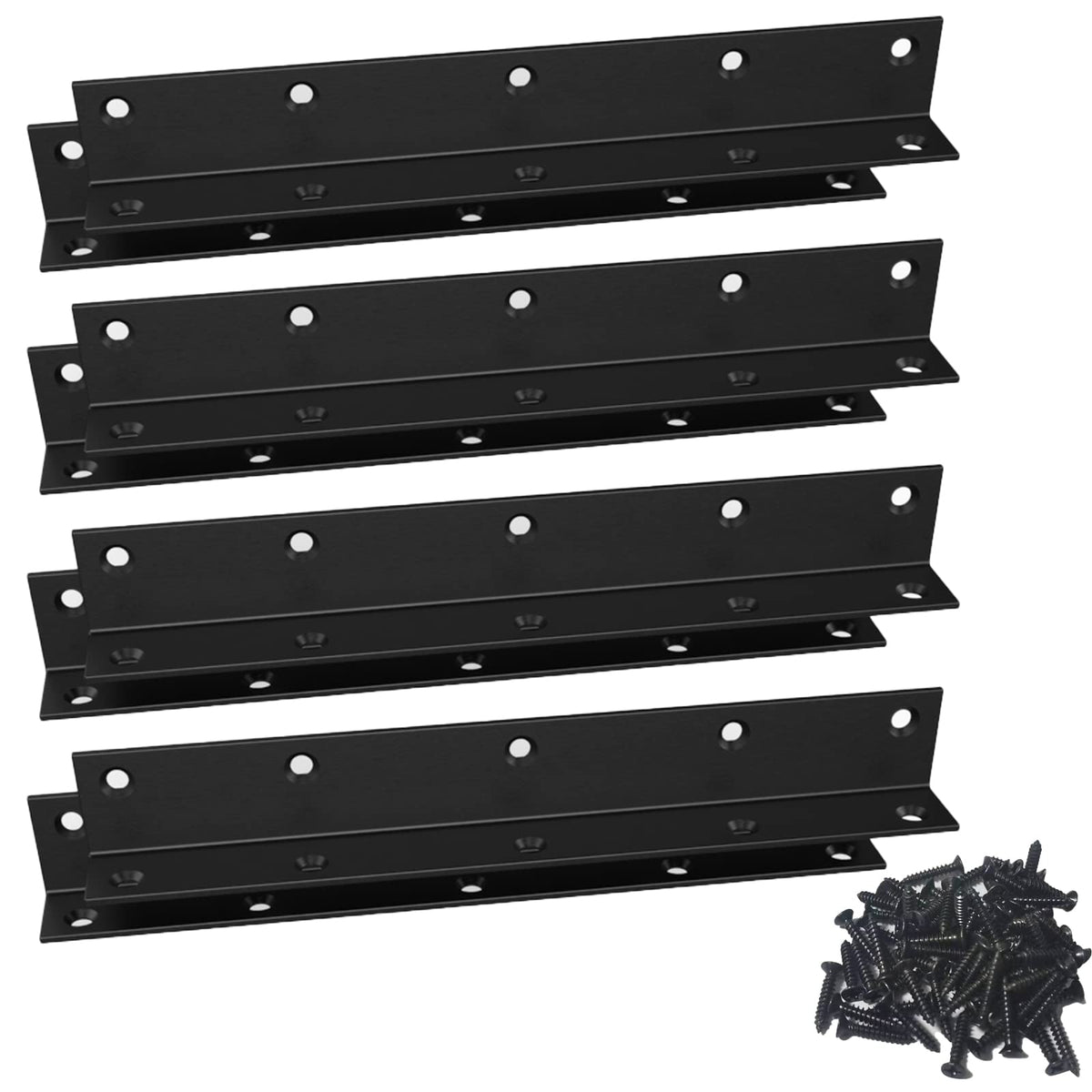 L Bracket,Heavy Duty Corner Brace,Stainless Steel Corner Bracket,Black Large Angle Brackets, Metal Braces for Wood Aufuga (4, 8x1x1)