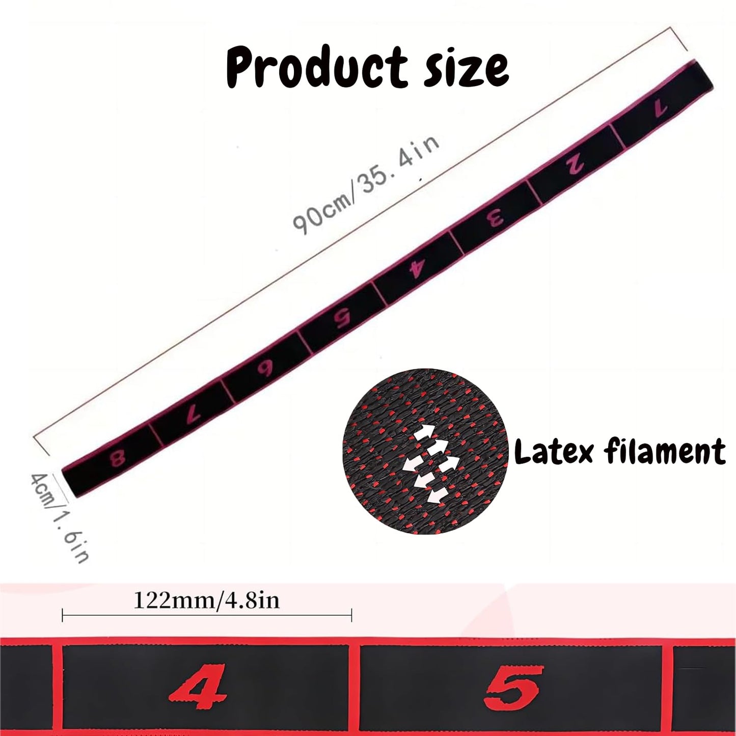 (2Pcs) Numbered Resistance Bands for Glutes & Yoga, Adjustable Pull Rope for Full Body Workout, Arm Leg Exercise Equipment for Home Gym Training(Red&Purple