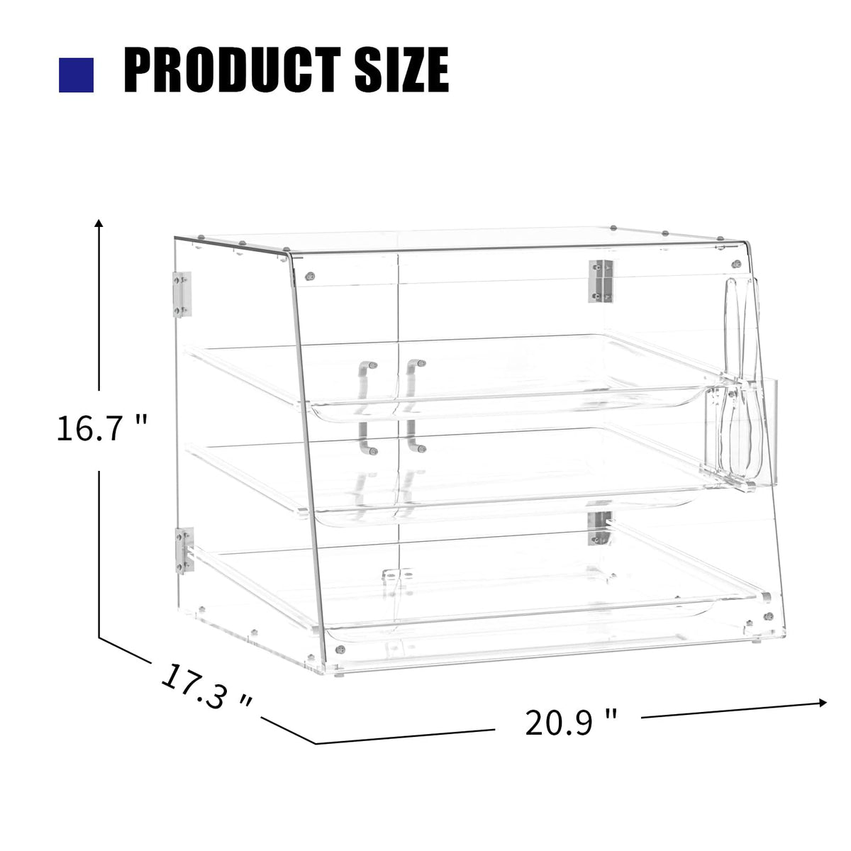 2PCS 3-Tier Commercial Countertop Bakery Display Case with Rear Doors, 20.9 x 17.3 x 16.7 inches, Clear Countertop Cabinet for Pastries and Desserts