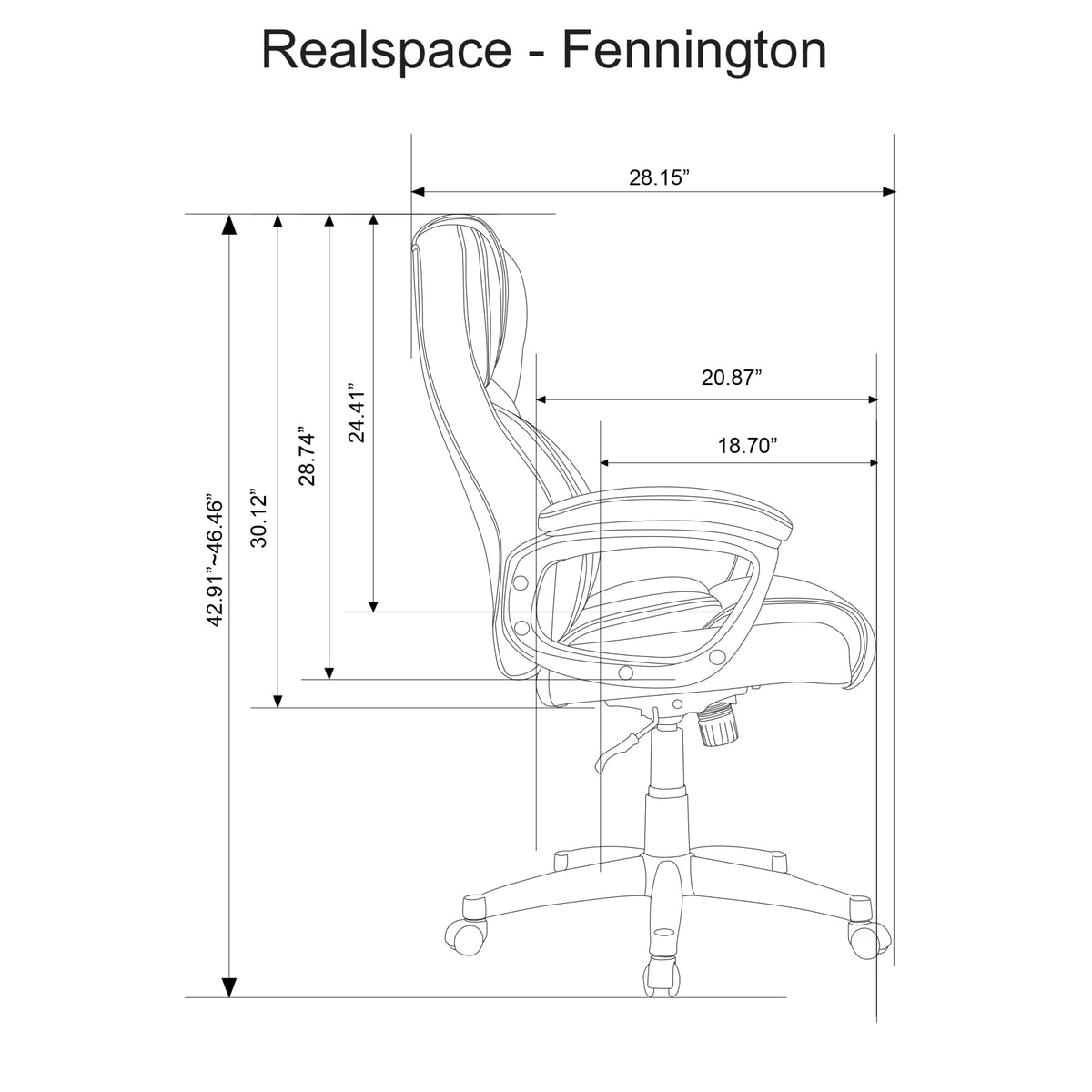 Realspace® Fennington Bonded Leather High-Back Chair, Black