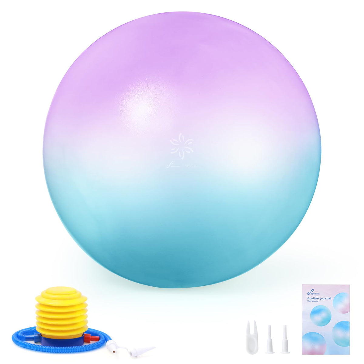 Sportneer Extra Thick Exercise Ball - 25.6''Yoga Ball with Quick Pump - Anti-Burst and Slip Resistant Fitness Ball Chair for Pregnancy and Physical Therapy (Purple Blue)