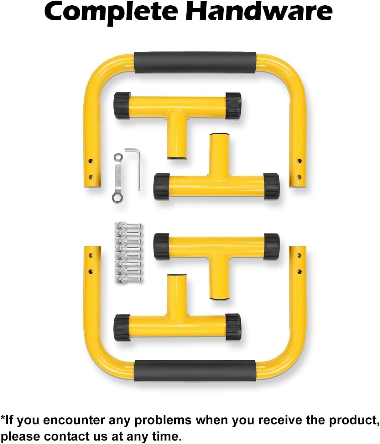 TABEKE Push Up Bar, 14'' High Steel Parallettes & Dip Bar with Full Coverage Foam Handle, Heavy-Duty Calisthenics Parallel Bars for L-Sit, Dips, Home Gym Strength Training Workout (Yellow)