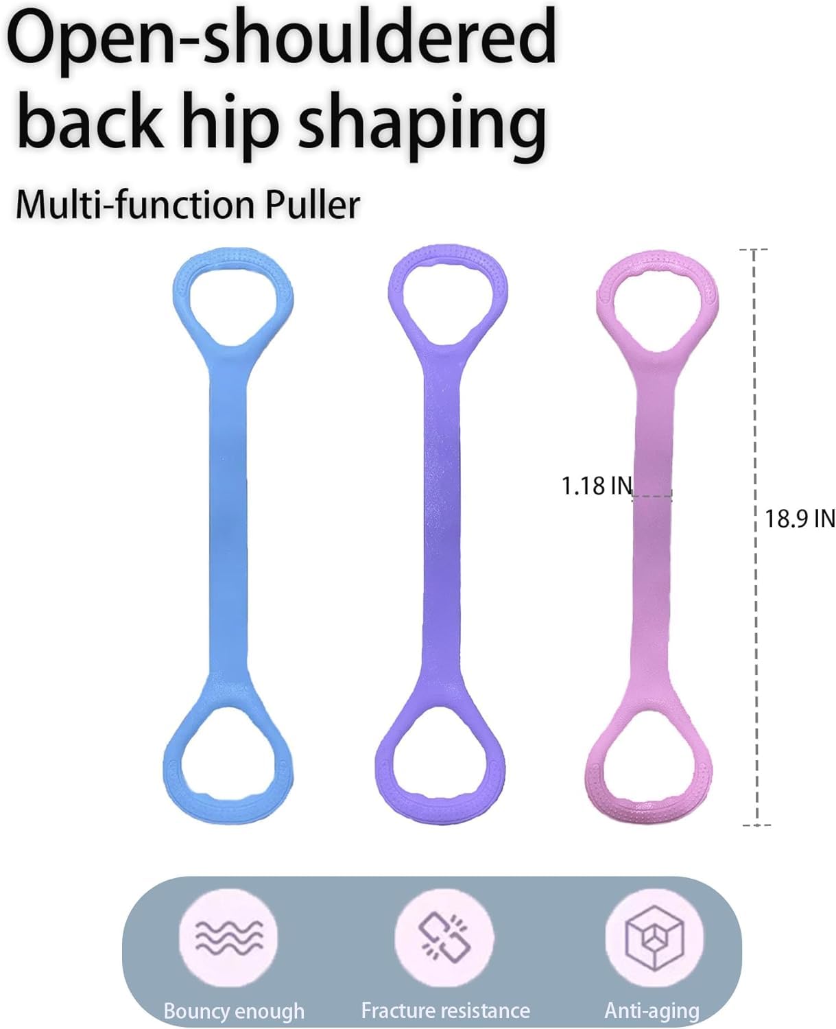 Cur8trends Figure 8 Resistance Band, Silicone, 20 lb Tension, for Arm Workout, Stretching, Yoga, for Women and Men (Blue + Pink)