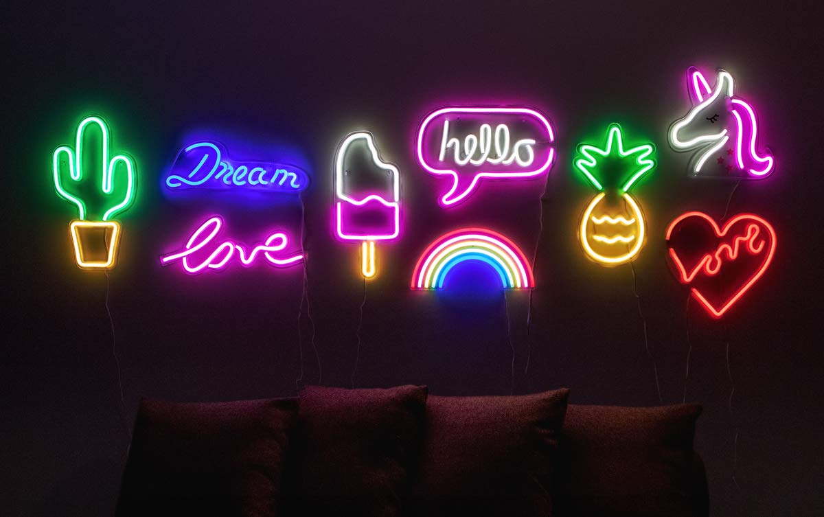 Isaac Jacobs 17.5" x 7" inch LED Neon Pink “Love” Wall Sign For Cool Light, Wall Art, Bedroom Decorations, Home Accessories, Party, Valentines Day, and Holiday Decor: Powered by USB Wire (LOVE)
