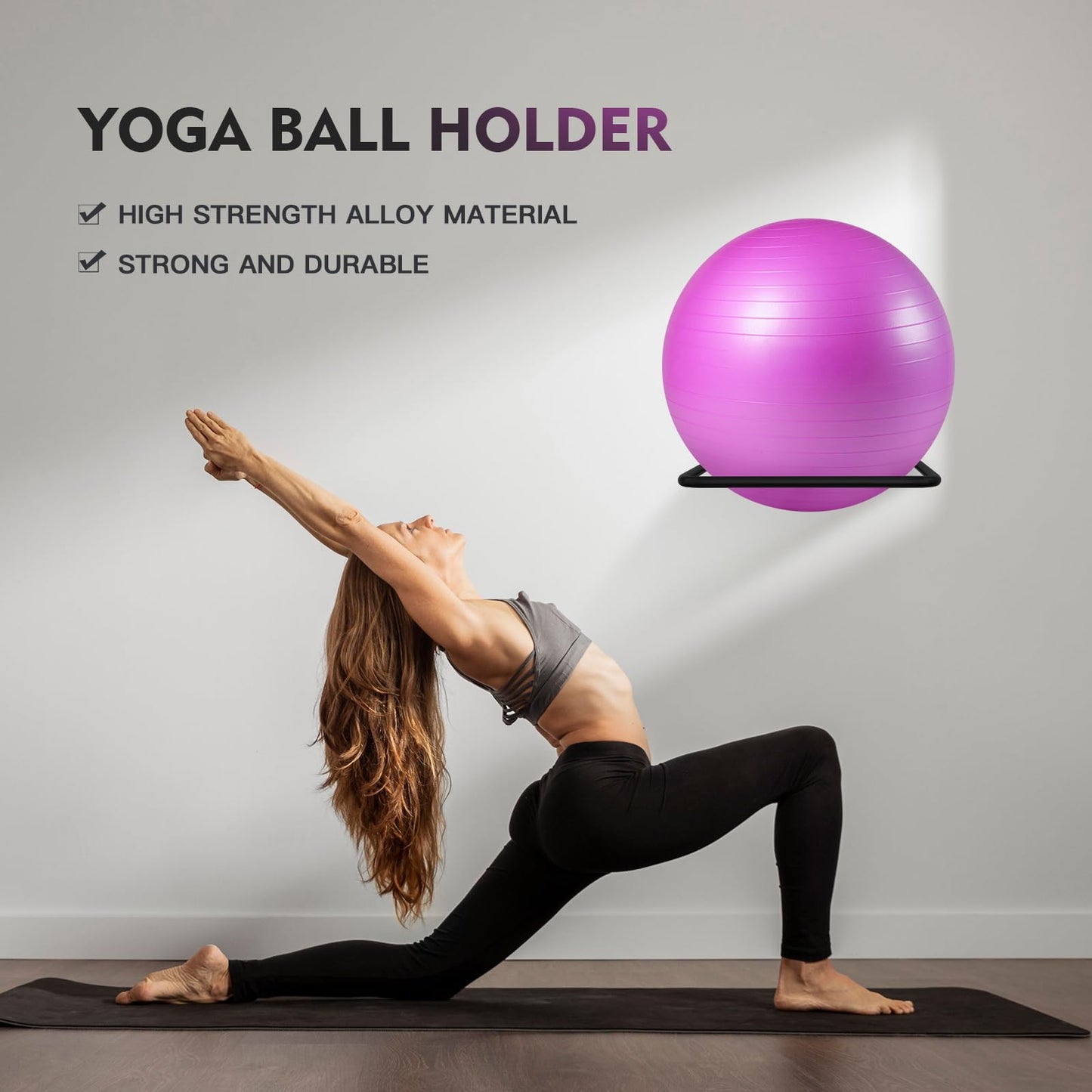 XIAOPEIZHI Black Exercise Ball Holder,Ball Holder Wall Mount Exercise Ball Storage for Home and Yoga Studios or Commercial Gyms,Acts as a Yoga Ball Holder. Set of 2.