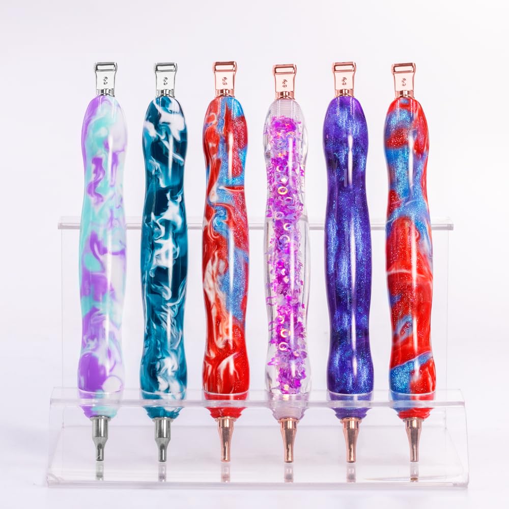 Praise V Do Diamond Painting Art Drill Pen Kit with Screw Steel Rose Metal Tip Nibs Placers Tool Accessories, Ergonomic Diamond Art Pen for 5D Diamond Paint Bead Dot PurpleLtblue