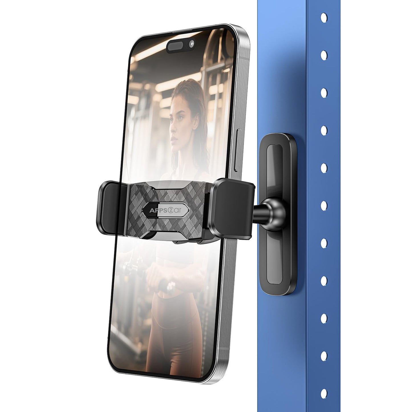 APPS2Car Magnetic Phone Holder for Gym, Alloy Base and Joint for Strong Hold, 360ยฐ Adjustable, Compatible with 4.7-6.5 Inch iPhone & Android Phones, Gym Accessories Gift for Men Women