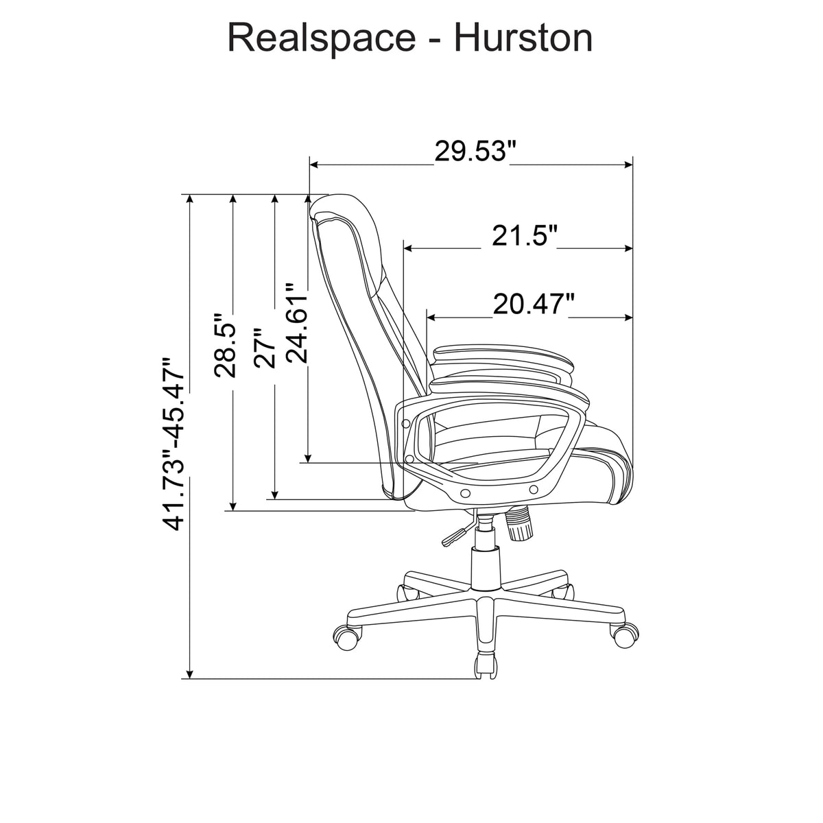 Realspace® Hurston Bonded Leather High-Back Executive Office Chair, Black, BIFMA Compliant