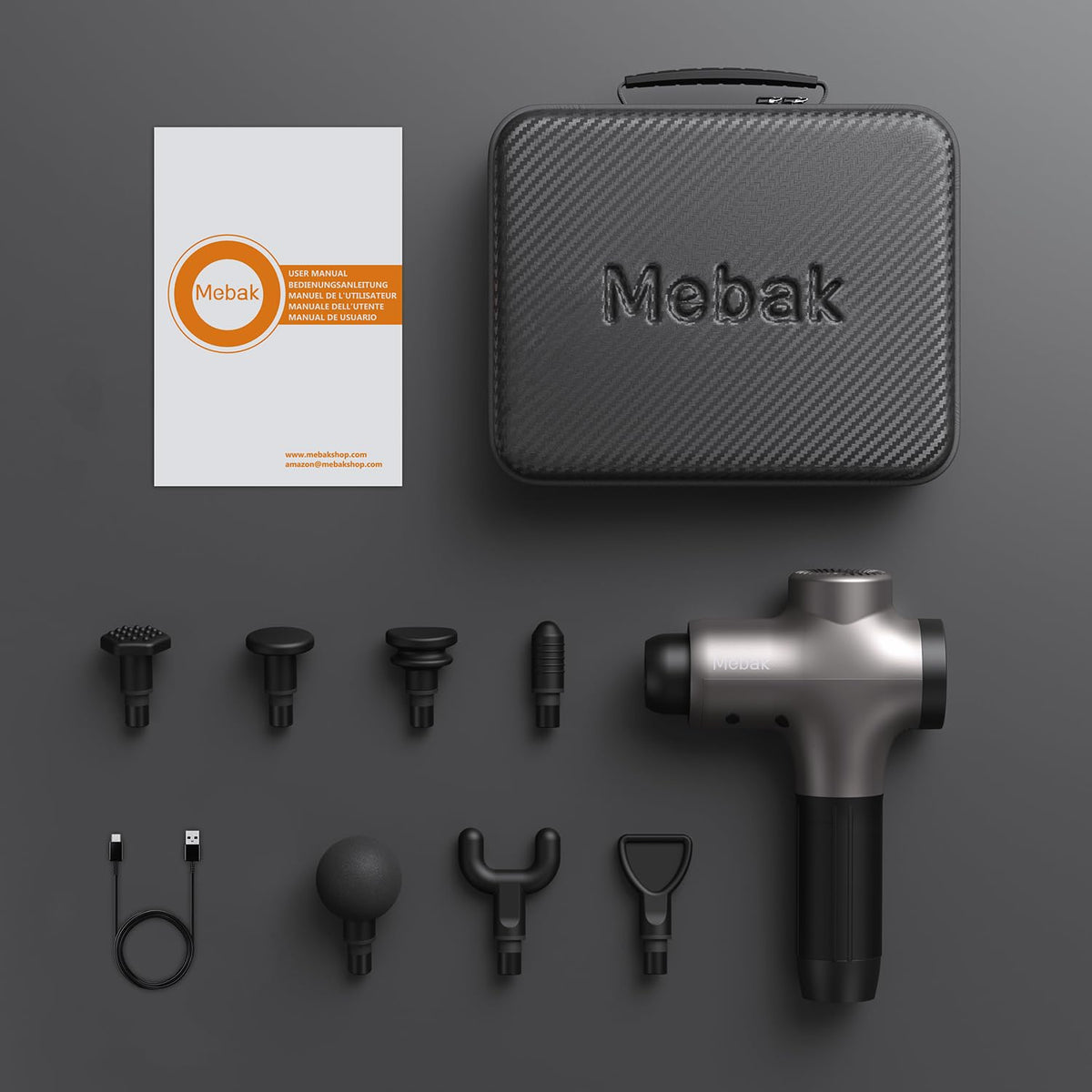 Mebak 3 Massage Gun, Massage Gun Deep Tissue for Athletes, Professional Muscle Percussion Massager, Massager for Shoulder Leg Back Body Pain Relief, Quiet Portable Sport Tool, Gifts for Him