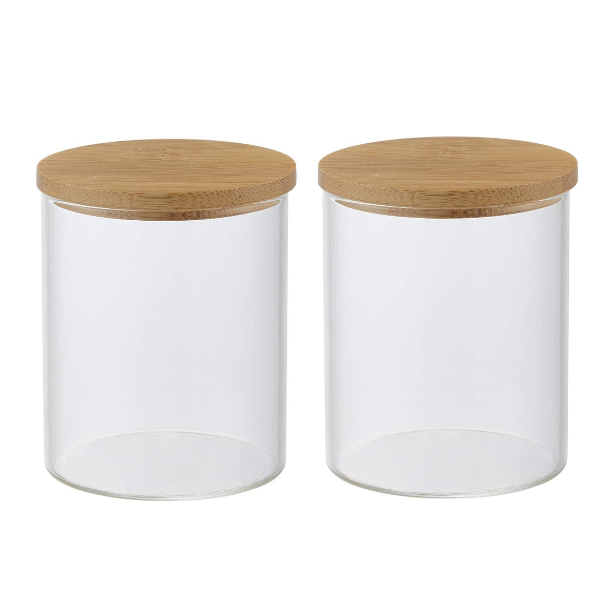 INIUNIK Glass Qtip Holder with Vanity Tray, Apothecary Jars Bathroom Accessories Bathroom Canisters Organizer Countertop Q Tip Holder for Cotton Ball Round Swab Pad Hair Ties Floss Perfume Jewelry