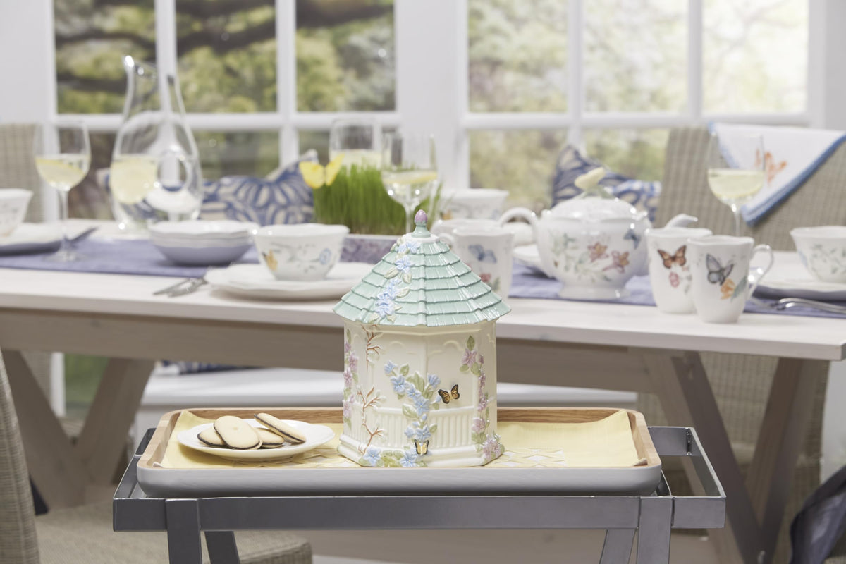 Lenox Butterfly Meadow Figural Gazebo Cookie Jar, 10-Inch, White