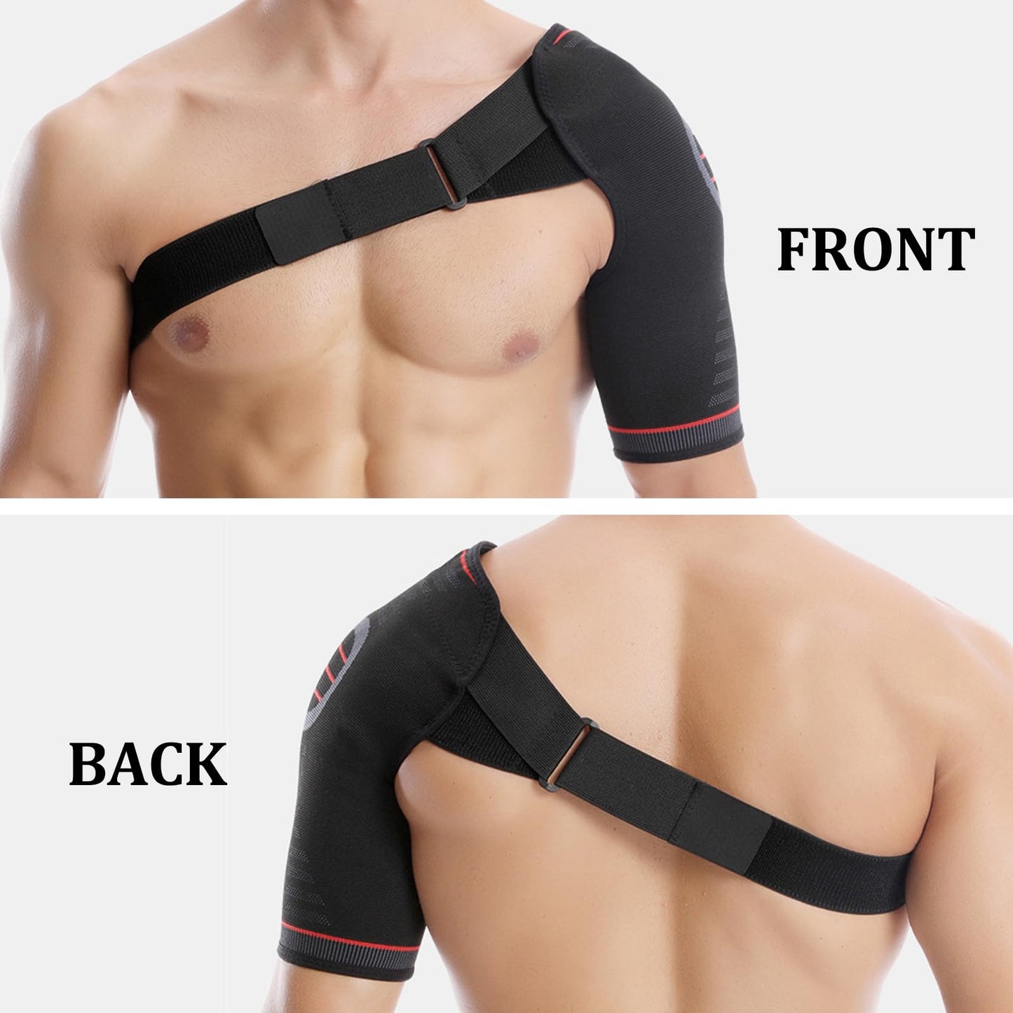 Giococo Adjustable Shoulder Brace for Women & Men,Shoulder Pain Relief & Sports Protection,Rotator Cuff Compression Sleeve With replacement straps -One Size Fits Most (Black)