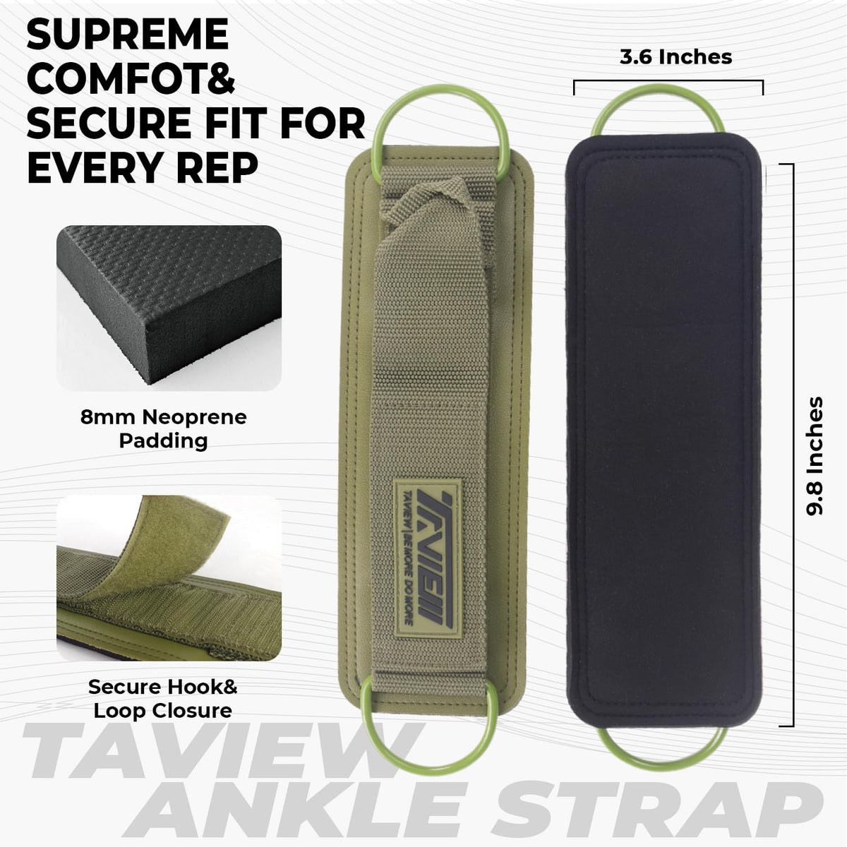 TAVIEW Ankle Straps Cable Machine Attachment for Gym - Cable Kickback Ankle Straps - Padded Ankle Cuffs for Glute Kickbacks and Leg Workouts