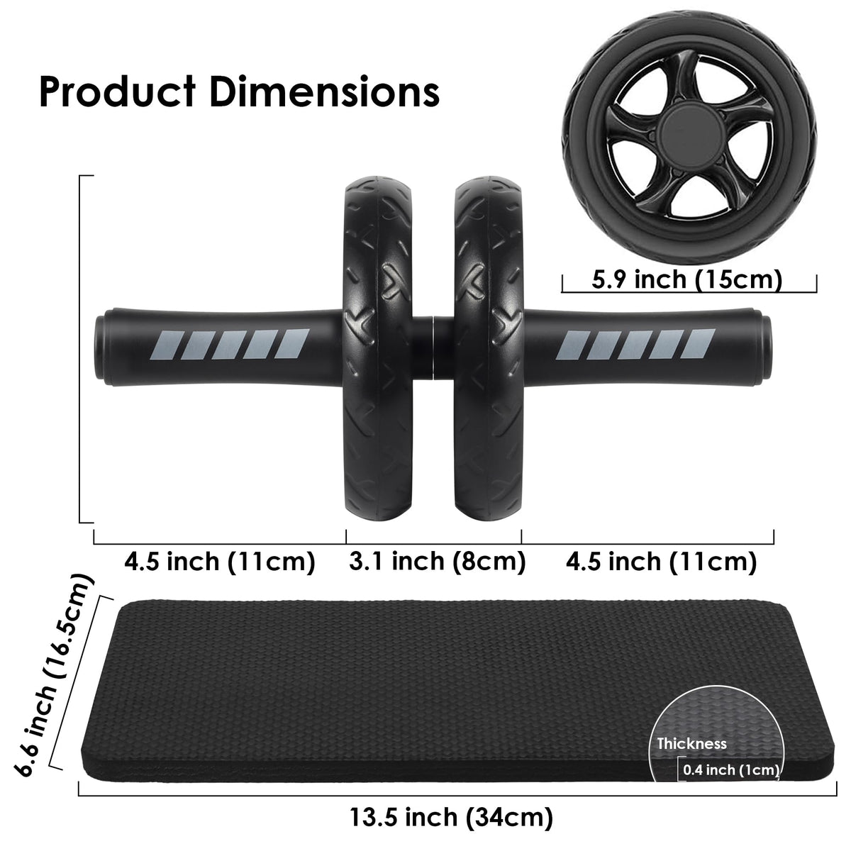 Ab Roller Wheel, Home Gym Equipment for Core Workout, No Noise Exercise Wheels with Knee Pad, Fitness Training Wheel Abs Workout Equipment for Sports