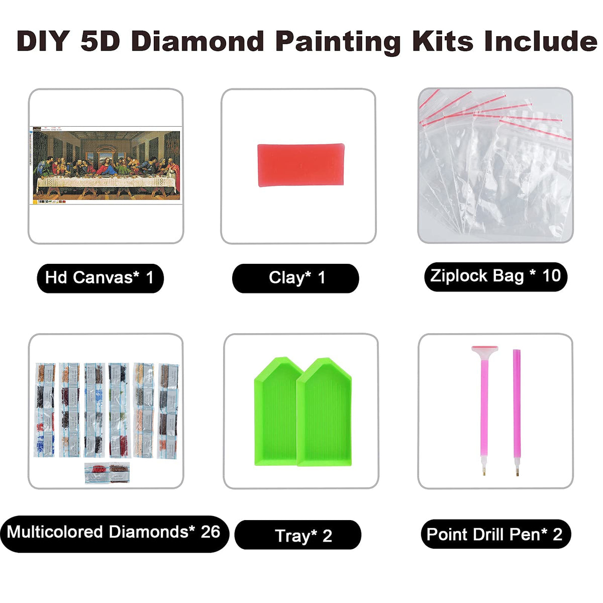 Diamonds Art Painting Kits for Adults DIY The Last Supper Christmas Gift 5D Round Diamonds Art Painting Full Drill Jesus Crystal Gem Home Wall Decor
