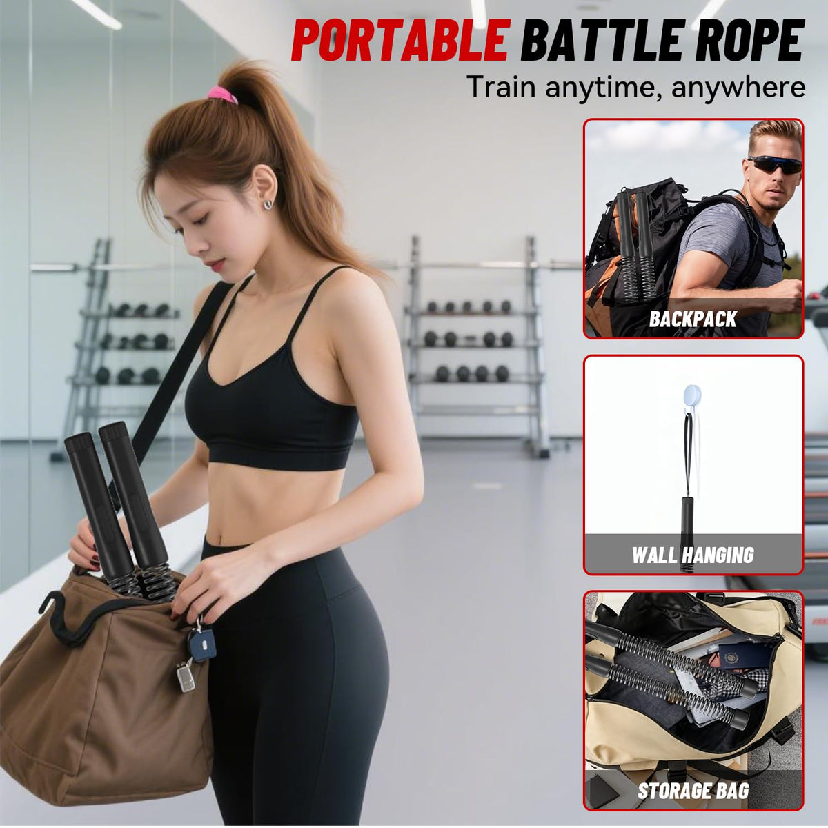 ELLAVA Cordless Ropeless Battle Ropes for Home Gym โ Portable Weighted Workout Rope for HIIT, Cardio & Strength Training, Low-Impact Full Body Exercise Equipment for Men & Women