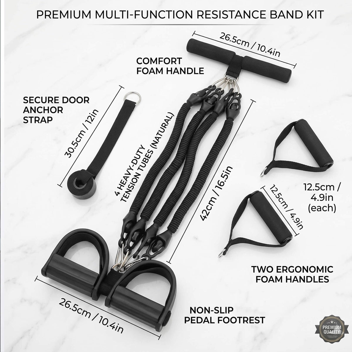 Pedal Resistance Band with Handles, Elastic Sit Up Pull Rope for Abdomen, Waist, Arm, Leg Stretching (ResistanceBand-Upgrade)