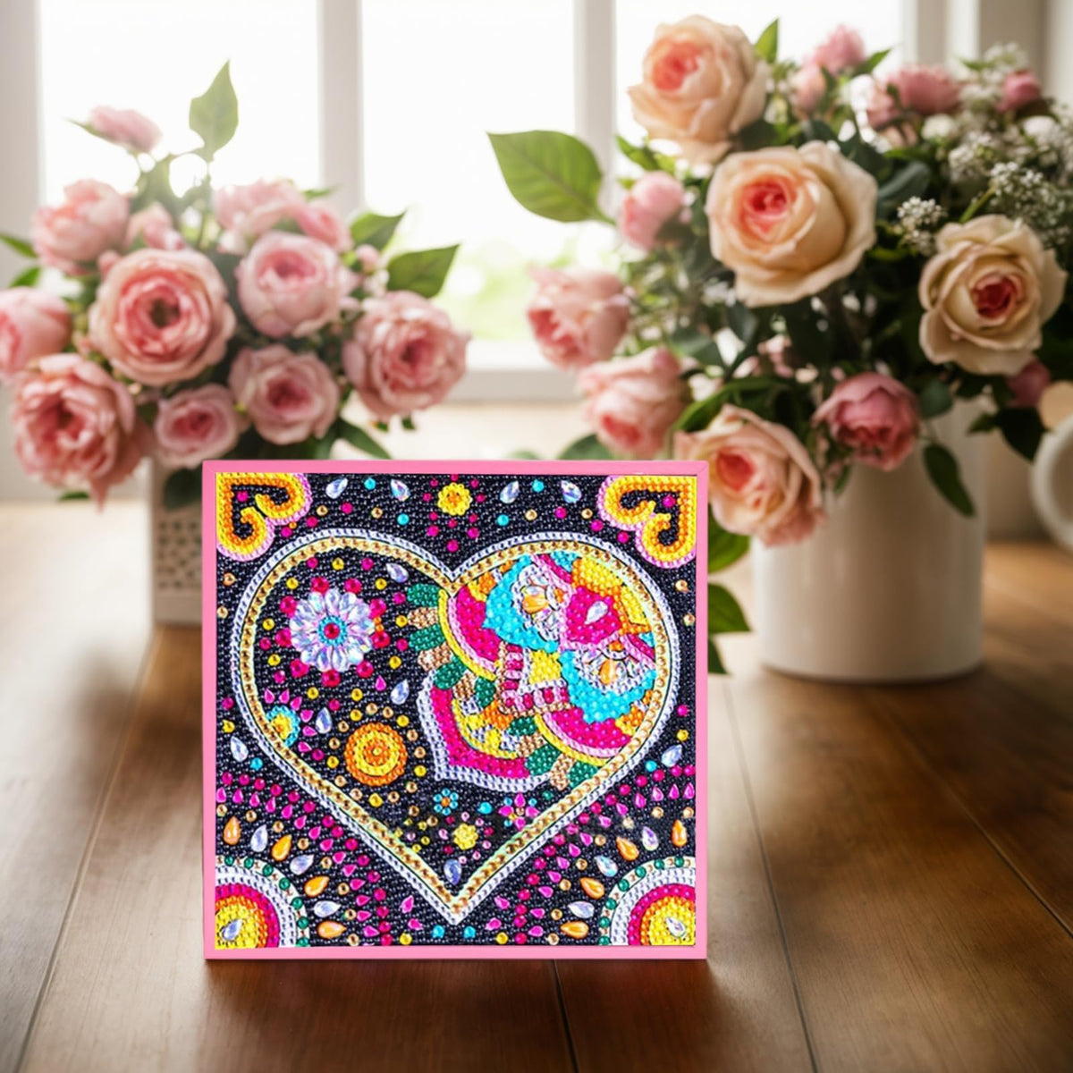 AuraKoi Girls Gifts 8-12 Years Old, Arts and Crafts for Kids Age 10-12, Diamond Art Kits for Girl Teen Adult Birthday Xmas Gift, 5 6 7 8 9 10 11 12 Art Painting with Frame Home Decor (Love)
