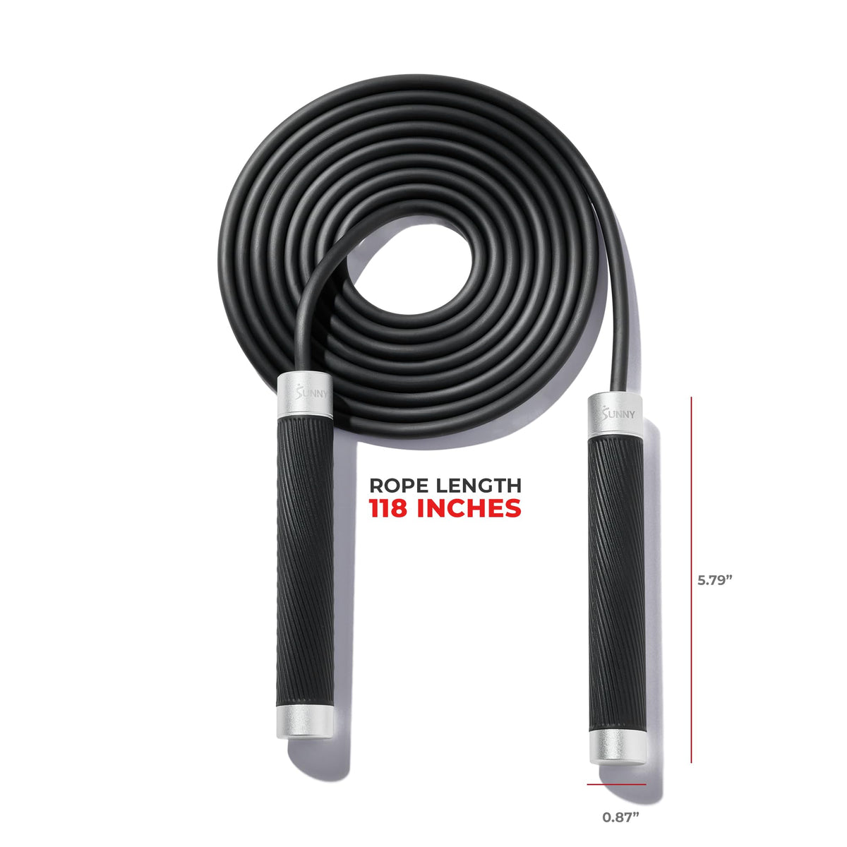 Sunny Health & Fitness Exercise Jump Rope Weighted for Training Cardio, Enhancing Strength & Toning Upper Body, Exercise Rope with Durable Handles & Easy Adjustable Design – SF-JR03-BK