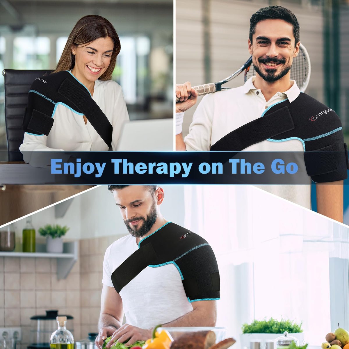 Comfytemp Shoulder Ice Pack Wrap Shoulder Brace Compression Sleeve for Shoulders Pain Relief, 2 Gel Ice Packs for Injuries Reusable, Cold Therapy for Rotator Cuff Recovery, Fathers Day Dad Gifts Men