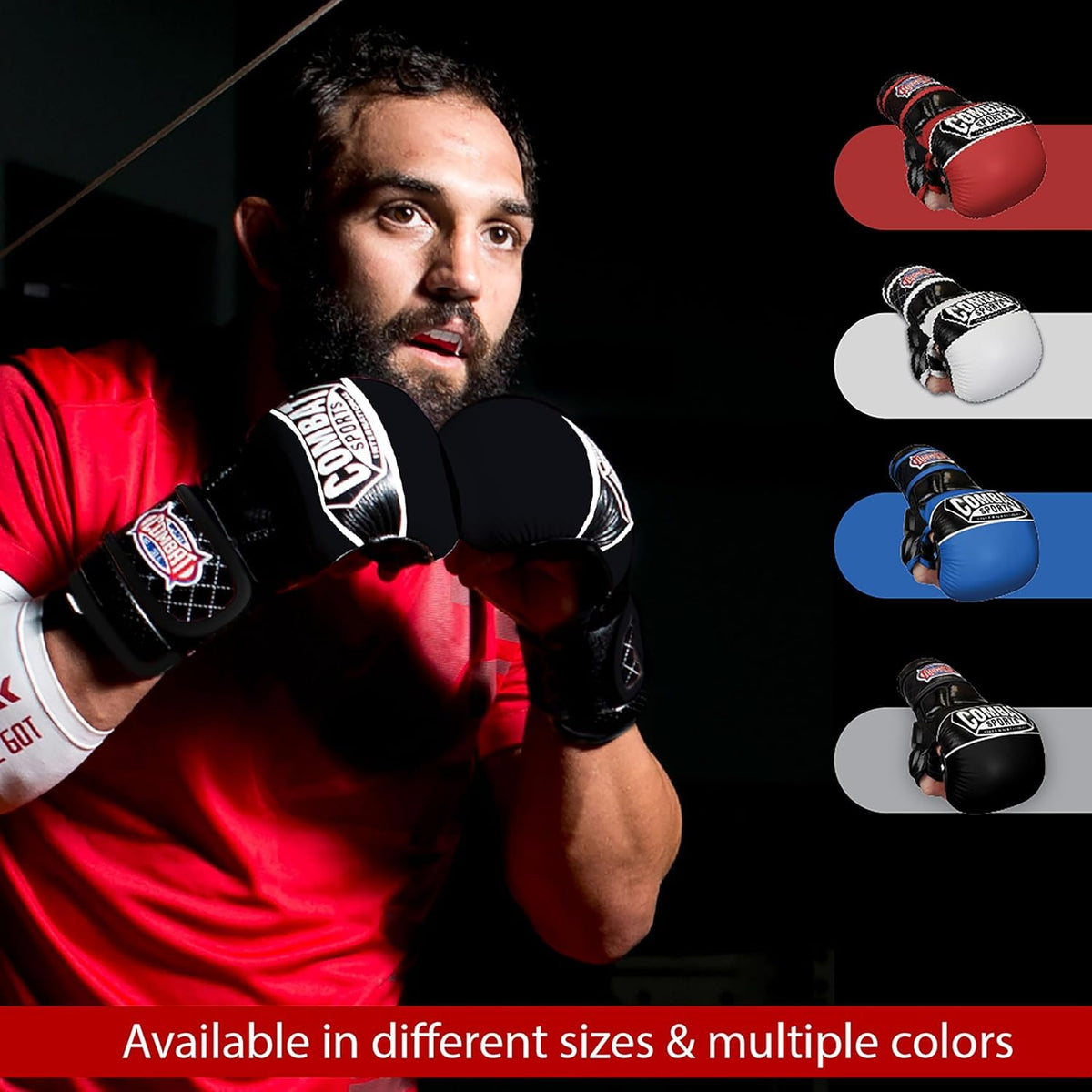 Combat Sports Max Strike MMA Training Gloves, Open Palm Fingerless Gloves for MMA, Muay Thai, and Kickboxing (Black, Large)