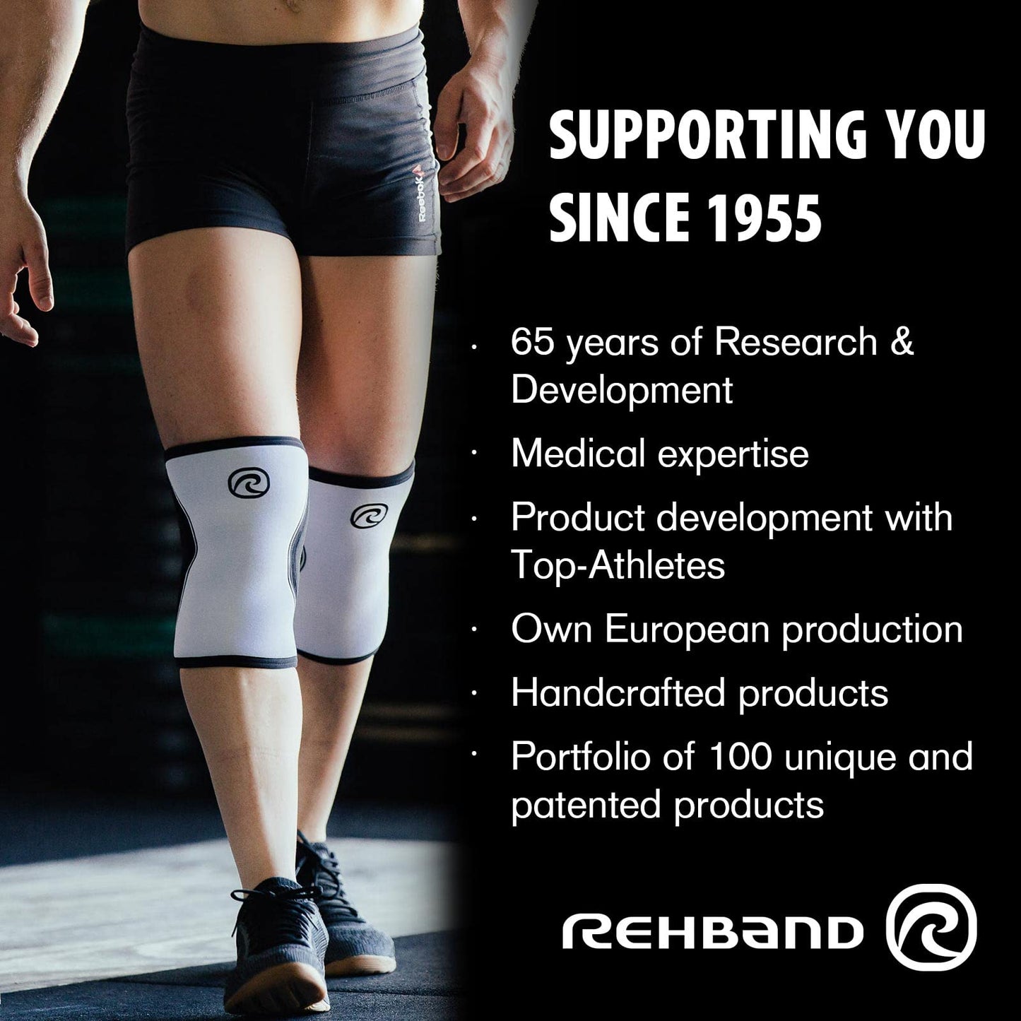 Rehband Knee Sleeve 3mm Neoprene, Lightweight Knee Brace for Endurance and Ball Sports, Unisex Compression Starter Knee-Sleeves, Breathable Running Knee Support, Colour:Black, Size:XX-Large