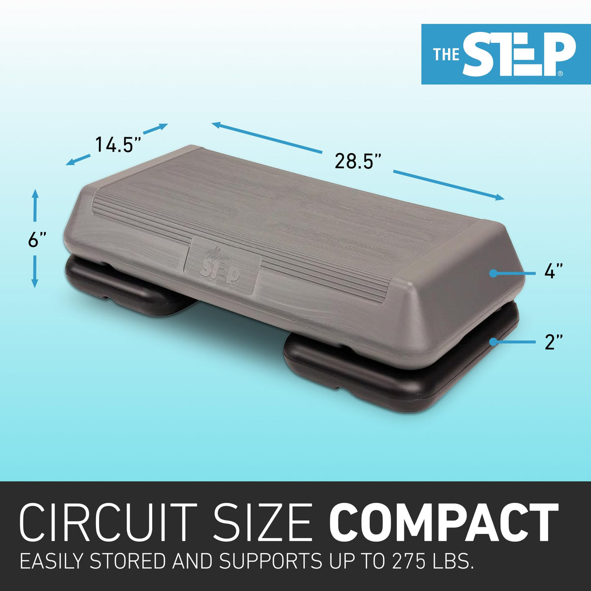 The Step (Made in USA) Original Aerobic Platform – Circuit Size Grey Aerobic Platform and Original Black Risers