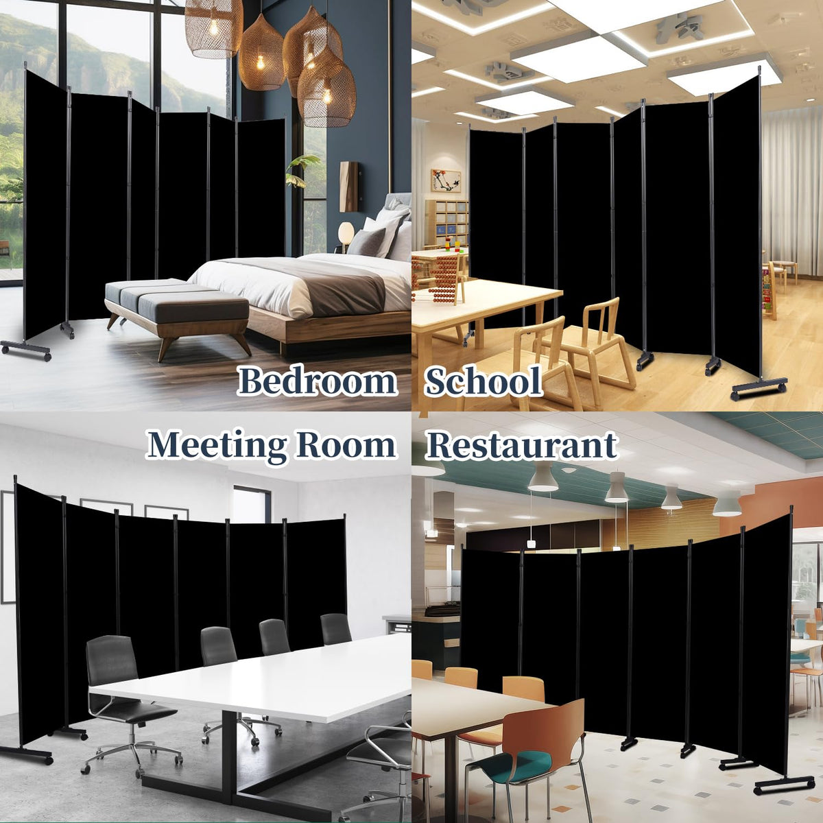 Room Divider 6 Panel-132''Wide Folding Privacy Screen,Large Partition Wall