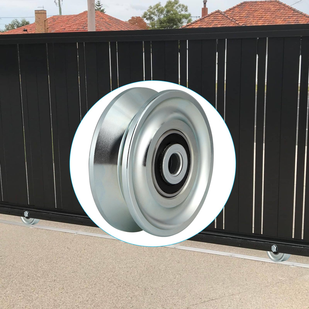 Skelang 3 in V-Groove Wheel, Slide Gate Wheel with Double Bearings, Rolling Gate Caster for Inverted V Track, 2000 Lbs Load Capacity, 2 Sets