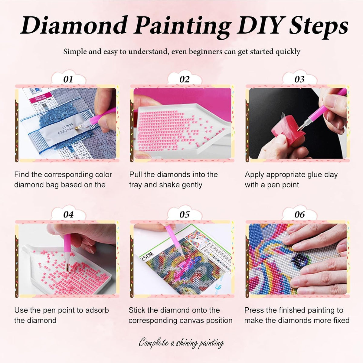 EIBEILI Diamond Art Kits for Adults - 3 Pack Hippie Hippy Alien,Starry Rainbow,Gnome Diamond Painting Kits for Adults,5D Round Full Drill Gem Art,DIY Crafts Kits for Gift Home Wall Decor 12x16inch