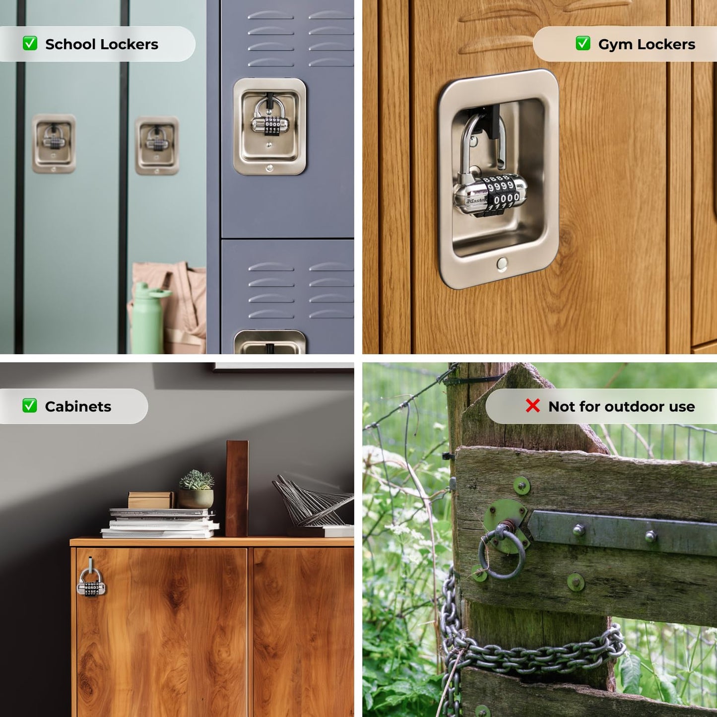 Master Lock Set Your Own Combination Padlock, Gym Locker Locks with Code for Securing Indoor Valuables, Color May Vary, 1523D