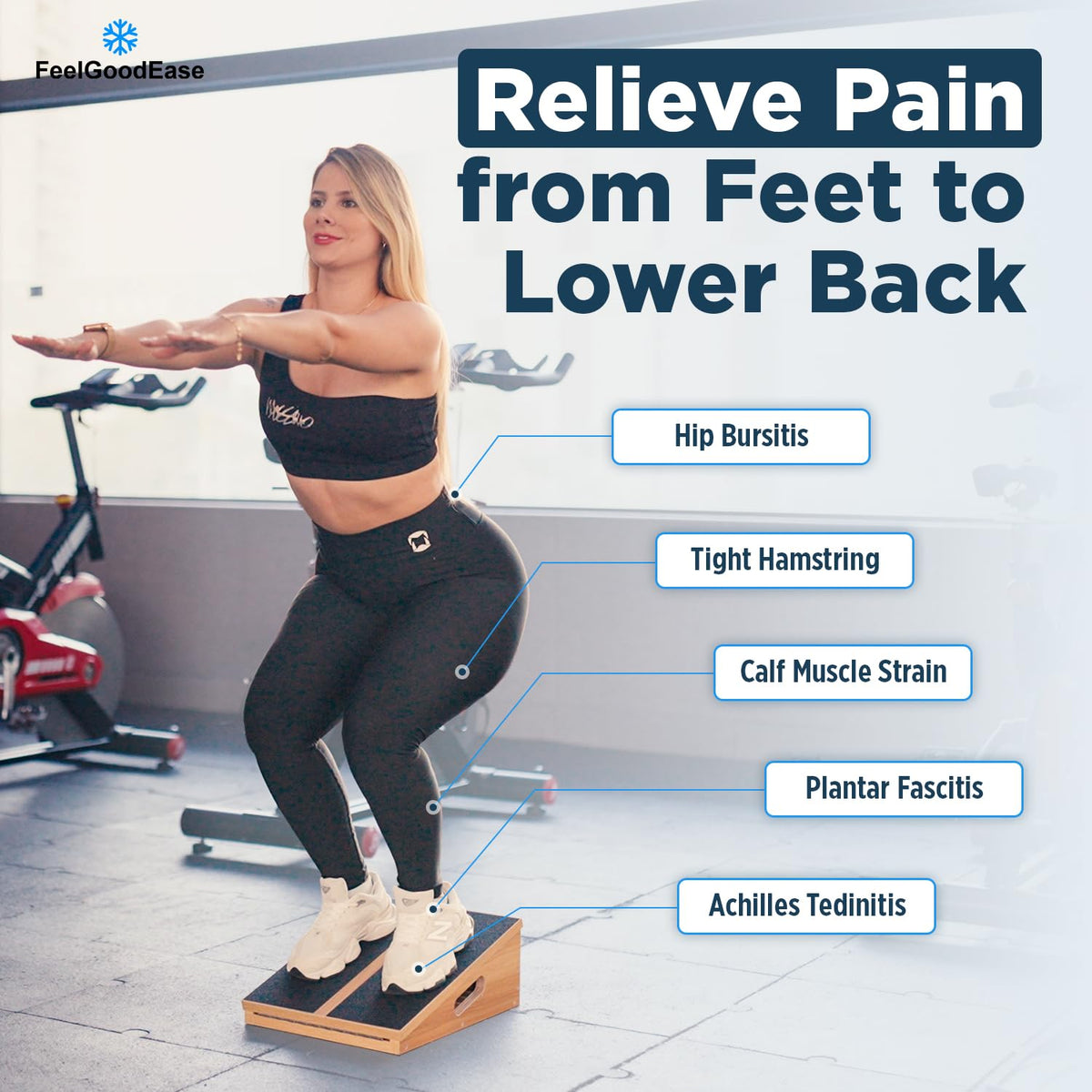 Wooden Slant Board for Calf Stretching with 5 Adjustable Angles, 500 lbs Capacity โ Stable Non-Slip Calf Stretcher Incline Board โ Calf Stretch Board for Mobility, Knee Pain Relief, Squats & Poster