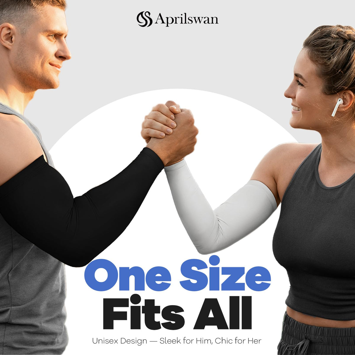 Aprilswan Arm Sleeves, UV Sun Protection Sports Non Slip Compression Cover for Men/Women 1 Pair Black