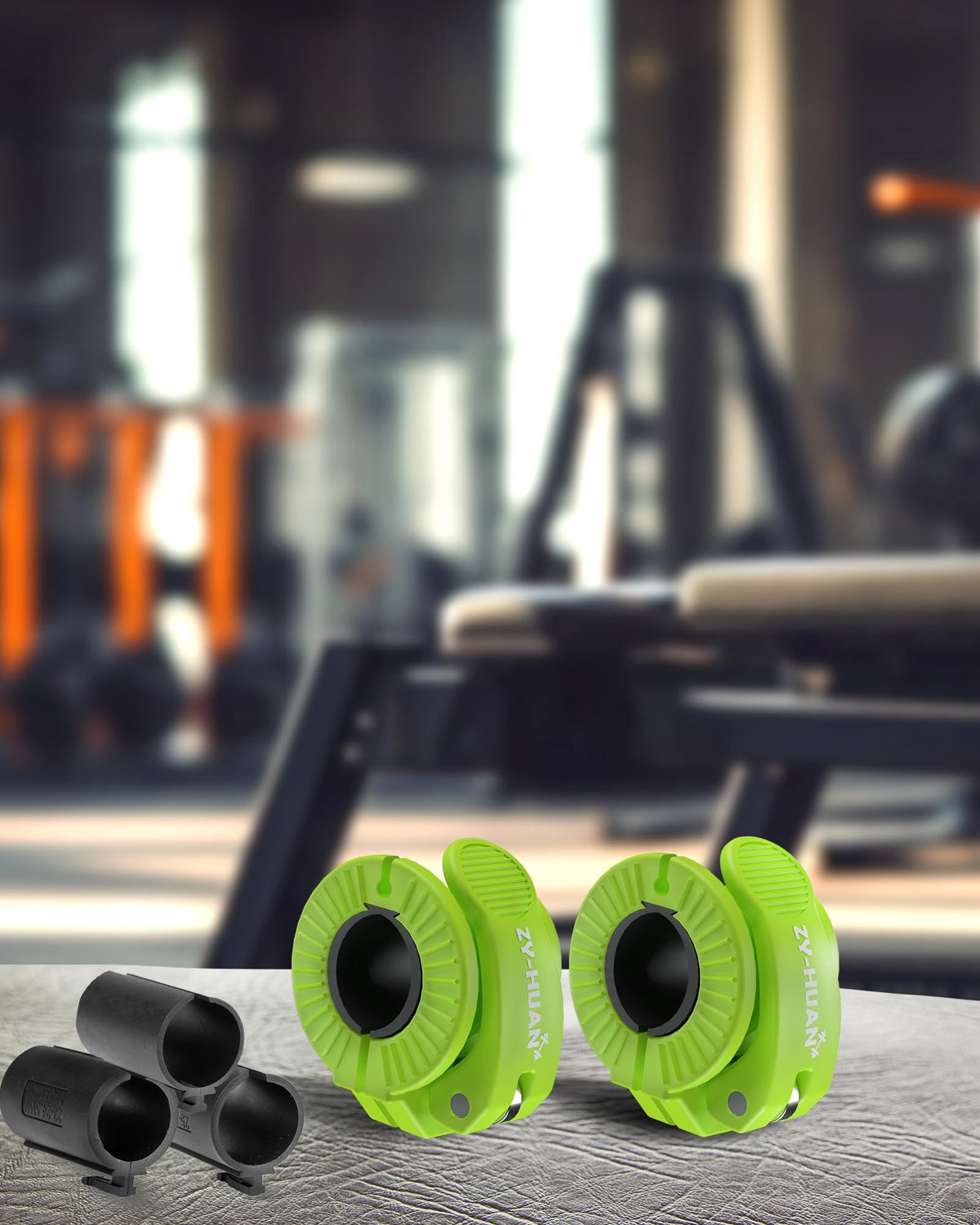 ZY-HUAN Pro Barbell Clips 1 inch Barbell Clamps 0.9-1.18inch Quick Release Weight Clips for Bars Multi-Size Adjustable Olympic Barbell Clamps (Green)