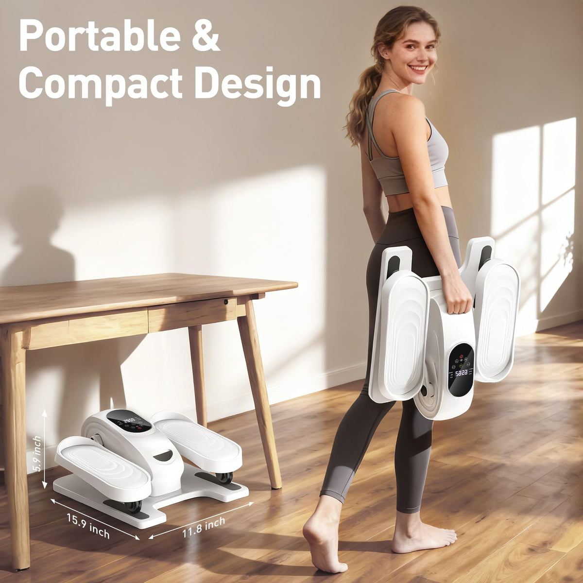 DamKee Under Desk Elliptical Exercise Machine, Electric Ellipse Leg Exerciser as Seen on TV, 15 Speeds Foot Exerciser While Sitting for Seniors, Portable Seated Pedal Exerciser for Home Office, Gifts