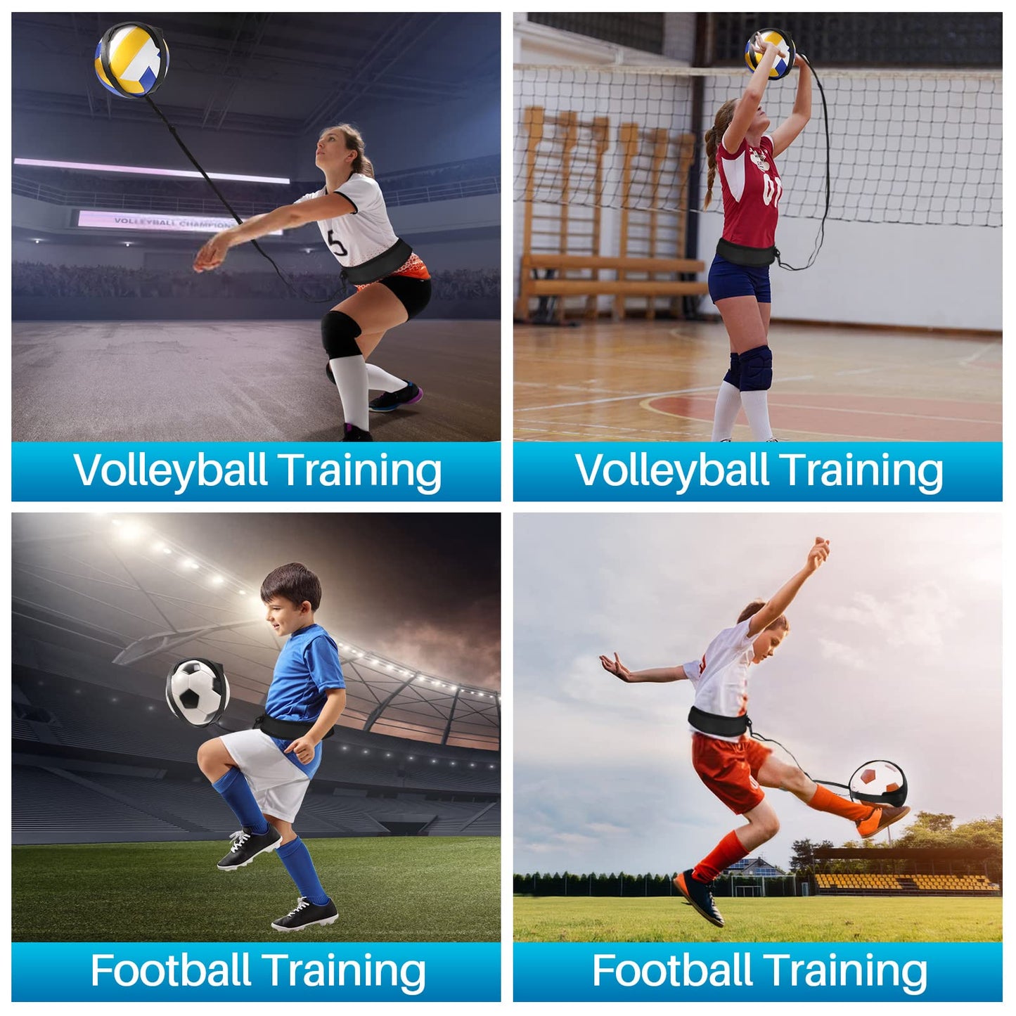 Volleyball Training Kit for Solo Practice, Adjustable Volleyball Serve Trainer & Rebounder, Volleyball Training Equipment for Serving, Setting & Spiking, Volleyball Training Aids for Youth & Adults