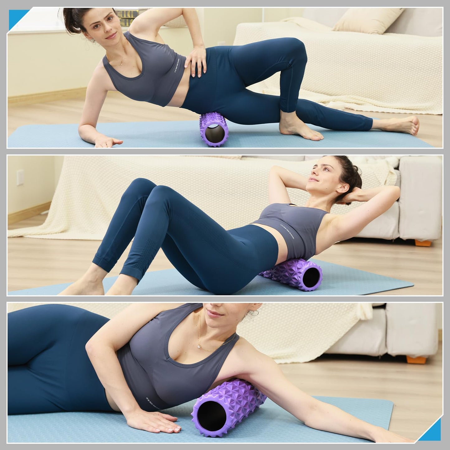 Zmarthumb Foam Roller - 15 inch Deep Tissue Massager for Muscle Massage, Myofascial Trigger Point Release, Exercise, Yoga, Pilates & Stretching(Purple)