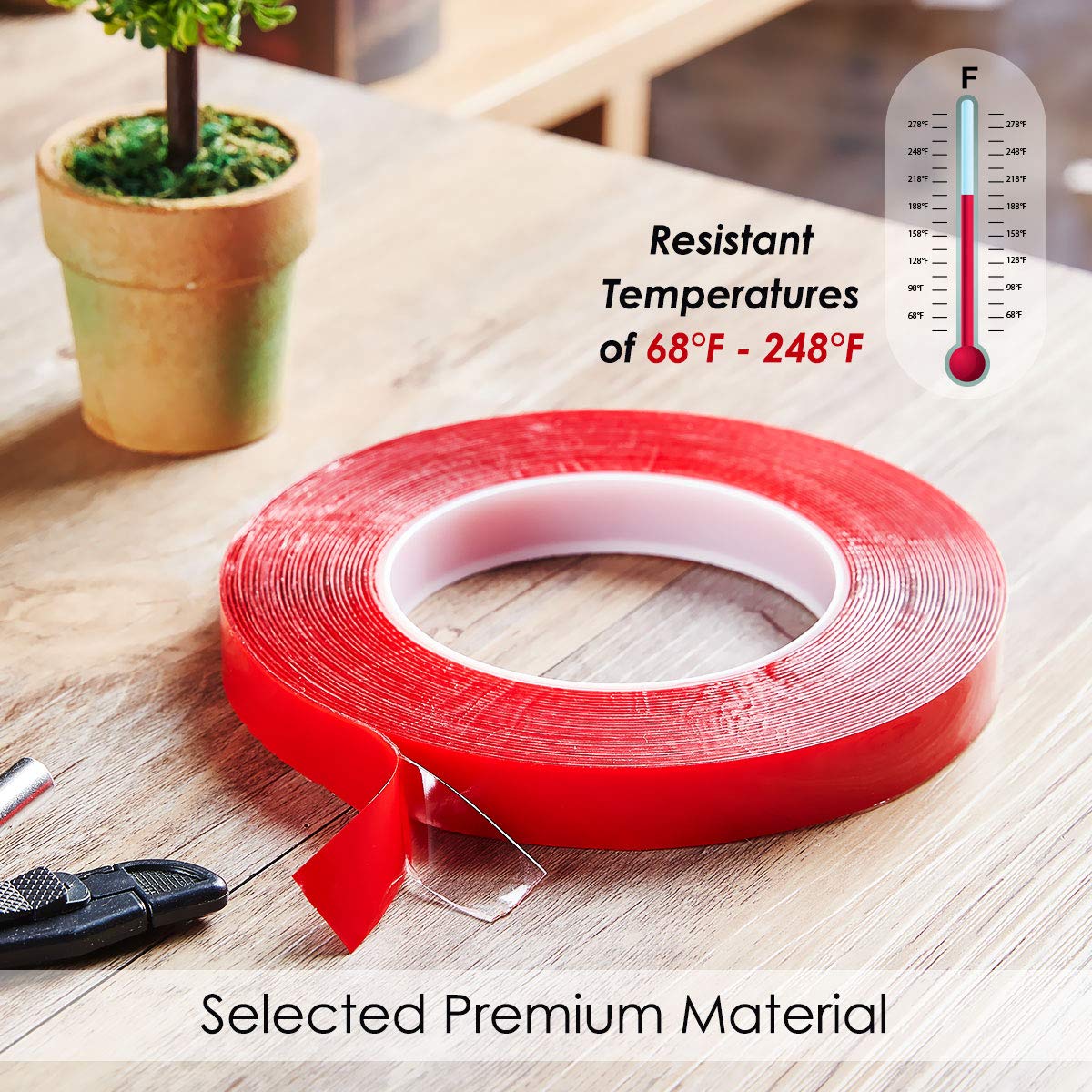 Jackwood 33 Feet Acrylic Double Sided Heavy Duty Mounting Tape (Pack of 3) Weatherproof for Outdoor & Indoor, Holds Heavy Stuff in Cold & Hot Condition, Removable & Residue-Free (0.4inch)