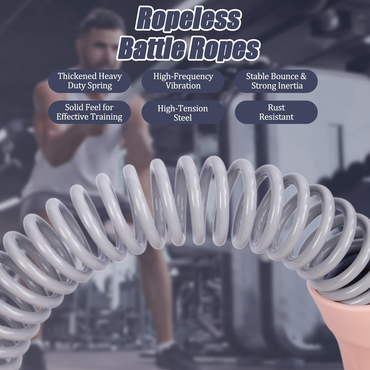 Weighted Ropeless Battle Ropes, Portable Cordless Battle Ropes For Home Gym, Weighted Quiet Exercise Rope For Low-Impact Workout, Strength & HIIT For Men & Women,2PCS (Pink)