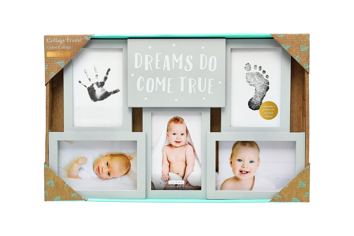 Kate & Milo Dreams Do Come True First Year Picture Frame, First Year by Month, Newborn Baby Must Haves, Gray