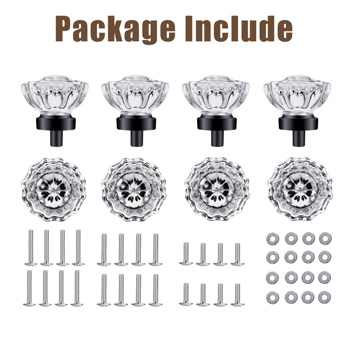 SHINY HANDLES Cabinet Knobs Matte Black 8 Pack Glass Cabinet Knobs Vintage, Crystal Drawer Knobs and Pulls, Dresser Knobs